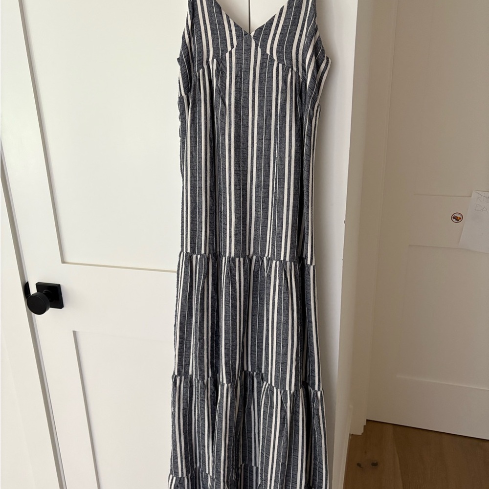 Striped Navy and White Maxi Dress